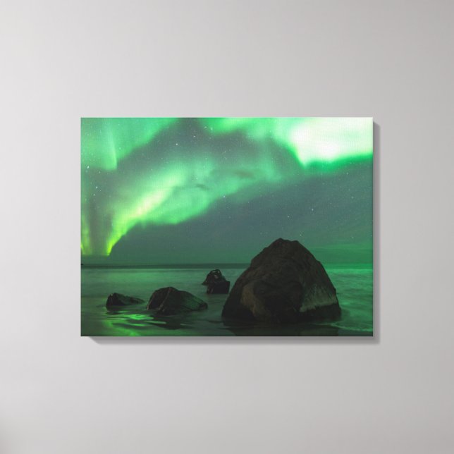 Aurora Borealis | Lofoten Beach Norway Canvas Print (Front)
