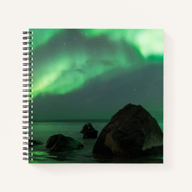 Aurora Borealis | Lofoten Beach Norway Notebook (Front)