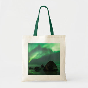 Aurora Borealis   Lofoten Beach Norway Tote Bag