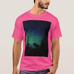 Aurora Borealis Moose Graphic T-Shirt