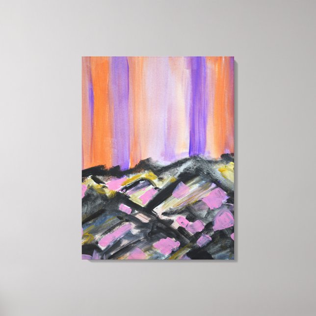 Aurora Borealis Mountain Landscape Canvas Print (Front)