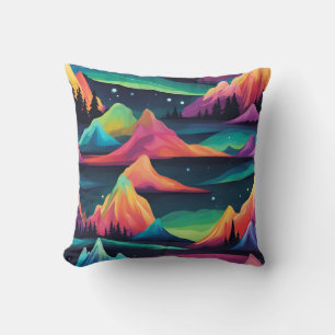 Aurora Borealis Mountains And Northern Lights Cushion