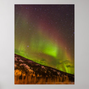 Aurora Borealis Mountains Fairbanks Alaska Poster
