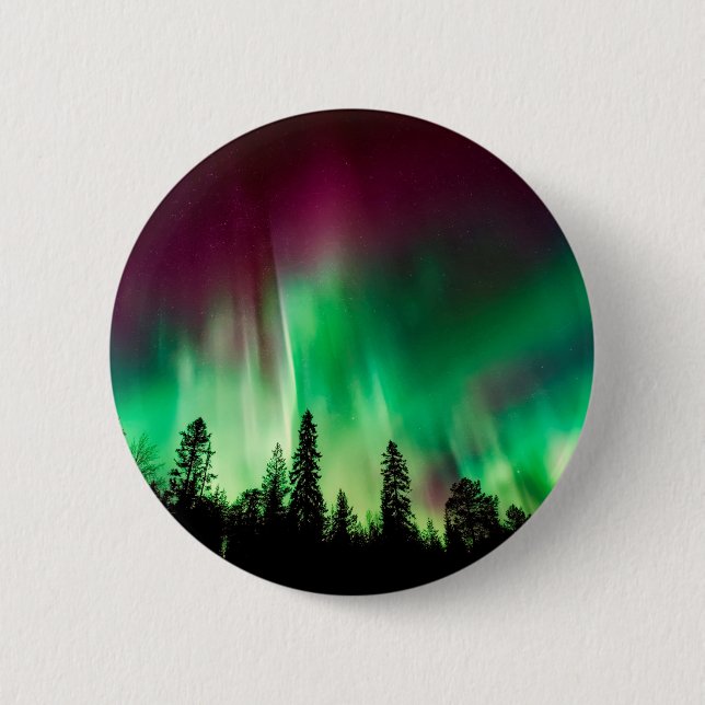 Aurora borealis northern lights 6 cm round badge (Front)