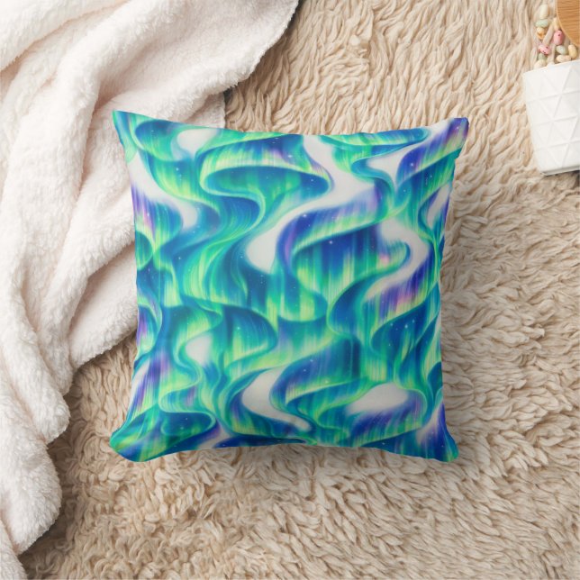 Aurora Borealis Northern Lights Abstract Pattern Cushion (Blanket)