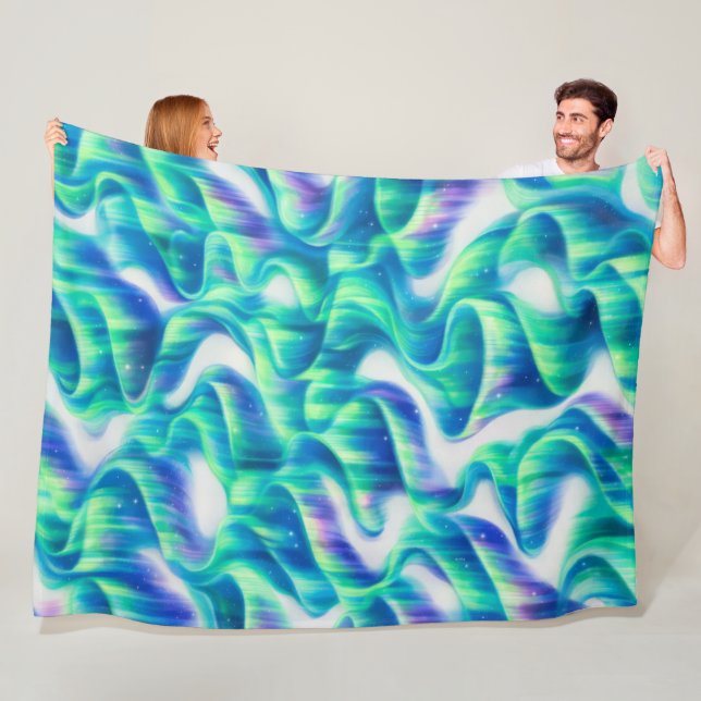 Aurora Borealis Northern Lights Abstract Pattern Fleece Blanket (In Situ)