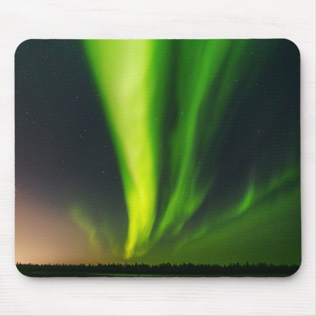 Aurora Borealis Northern lights Alaska sky Green Mouse Pad (Front)