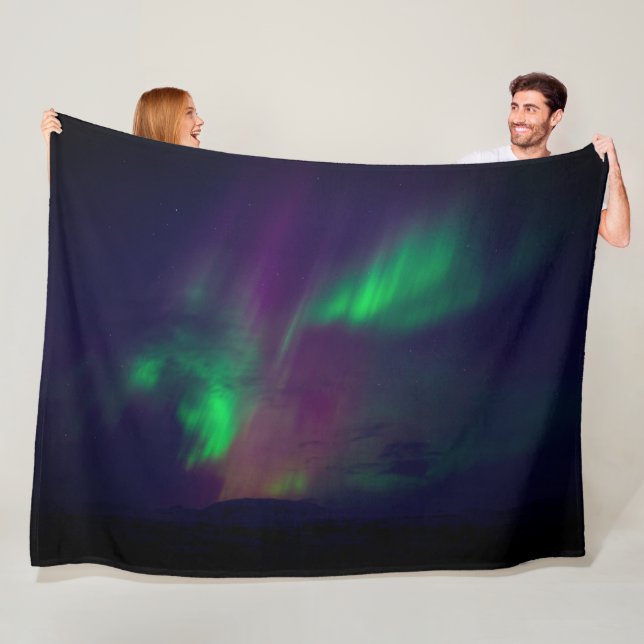 Aurora Borealis Northern lights Arctic Green Night Fleece Blanket (In Situ)