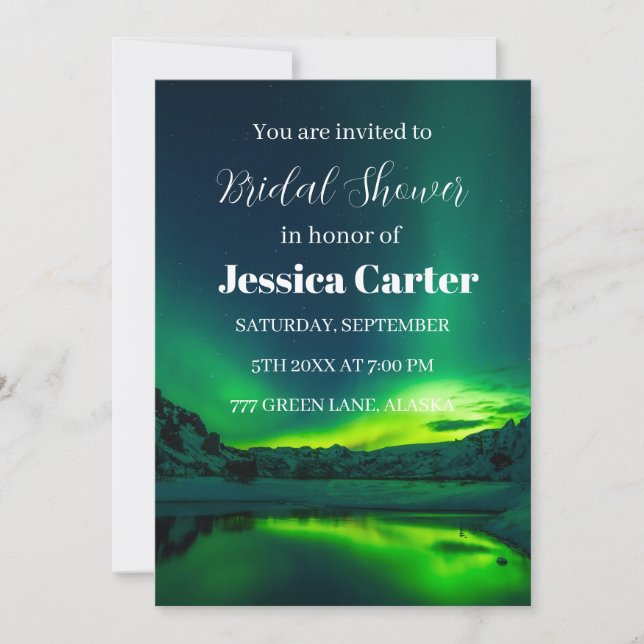 Aurora Borealis Northern Lights Bridal Shower  Invitation (Front)