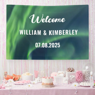 Aurora Borealis Northern Lights Green Wedding Ban Banner