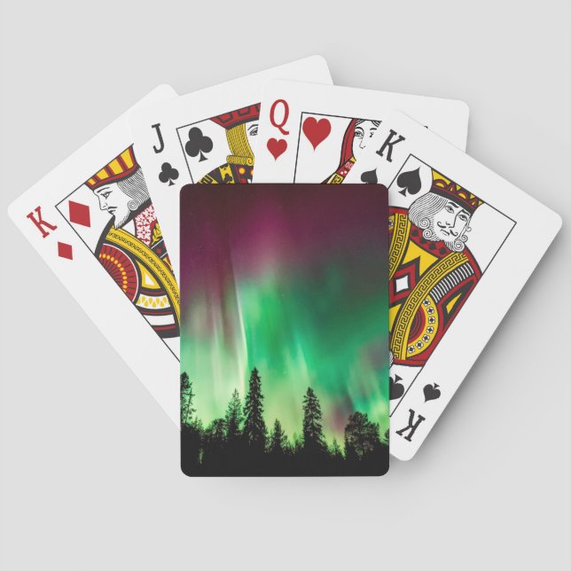 Aurora borealis northern lights playing cards (Back)