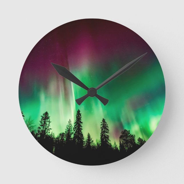 Aurora borealis northern lights round clock (Front)