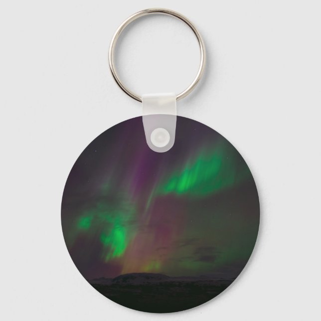 Aurora Borealis Northern Lights Trees Nature Lands Key Ring (Front)