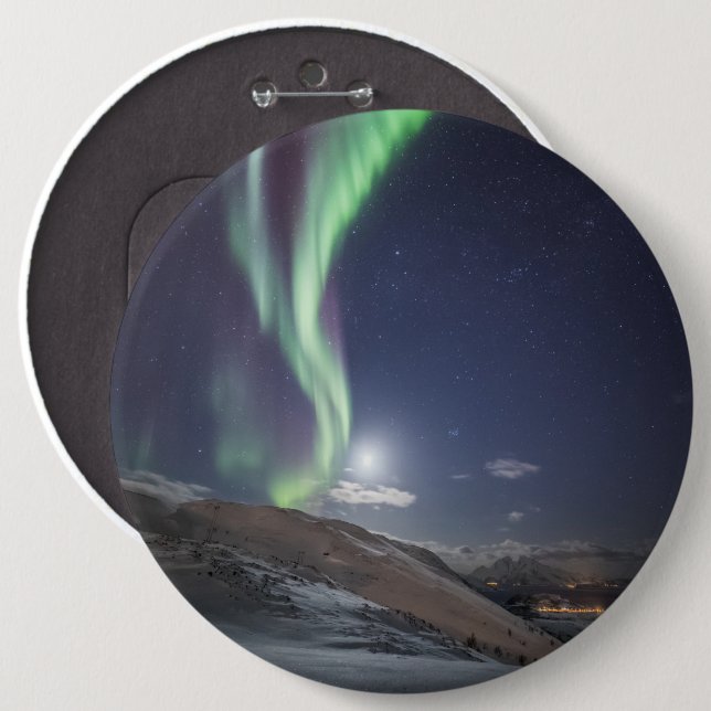 Aurora Borealis Norway 6 Cm Round Badge (Front & Back)