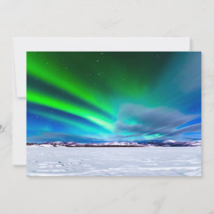 Aurora borealis over frozen Lake Laberge, Yukon