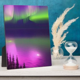 Aurora Borealis over Water Plaque
