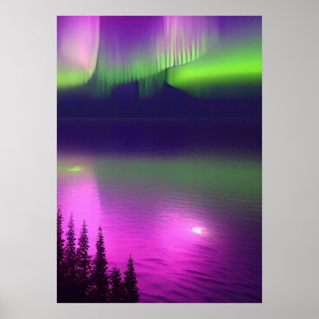 Aurora Borealis over Water  Poster (Front)