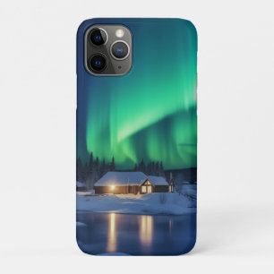 Aurora borealis over winter cabin Case-Mate iPhone case