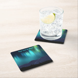 Aurora Borealis Square Paper Coaster