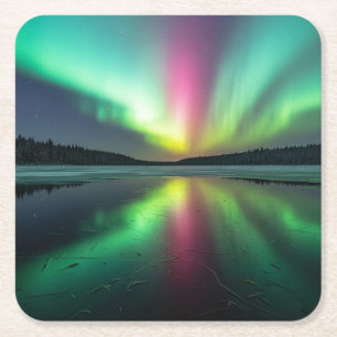 Aurora Borealis Square Paper Coaster