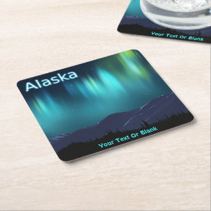 Aurora Borealis Square Paper Coaster