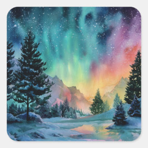 Aurora Borealis Square Sticker