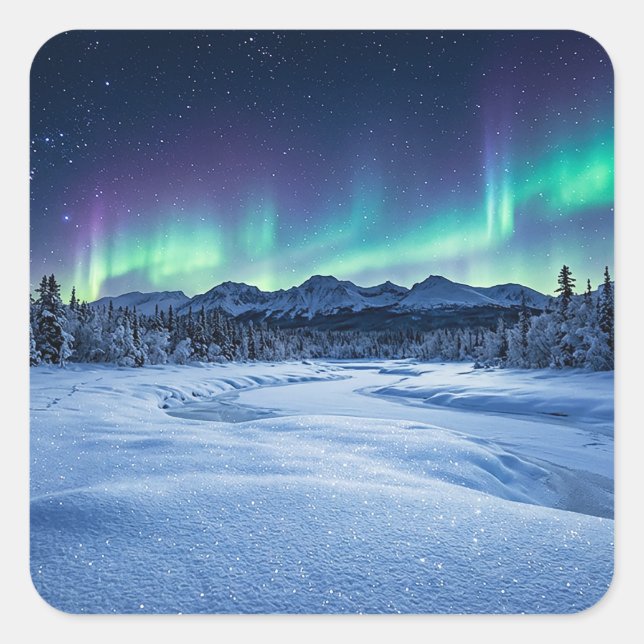 Aurora Borealis Square Sticker (Front)
