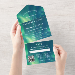 Aurora Borealis Starry Night Stars Sky Wedding All In One Invitation