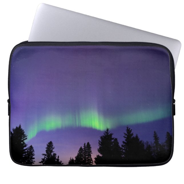Aurora Borealis & Trees | Manitoba, Canada Laptop Sleeve (Front)