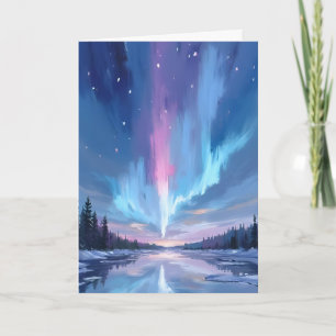 Aurora Borealis Watercolor Northern Lights Painted Card
