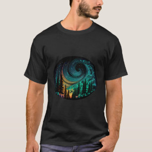 Aurora Borealis With Pine Trees T-Shirt