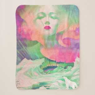 Aurora by Clive Henry colourful pink Sherpa Blanket