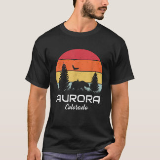 Aurora Colorado Mountain Forest Retro Sunset T-Shirt