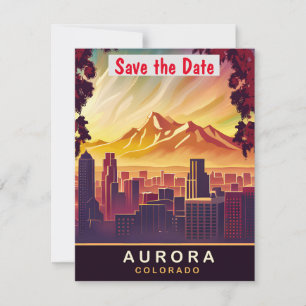 Aurora Colorado Mountain Skyline Wedding Save The Date