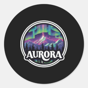 Aurora Colorado Rock Mountains Co Skiing Winter De Classic Round Sticker