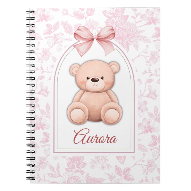 Aurora | Custom Pink Teddy Bear Nursery Design  Notebook (Front)