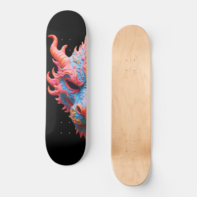 Aurora Dragon Mask Skateboard (Front)