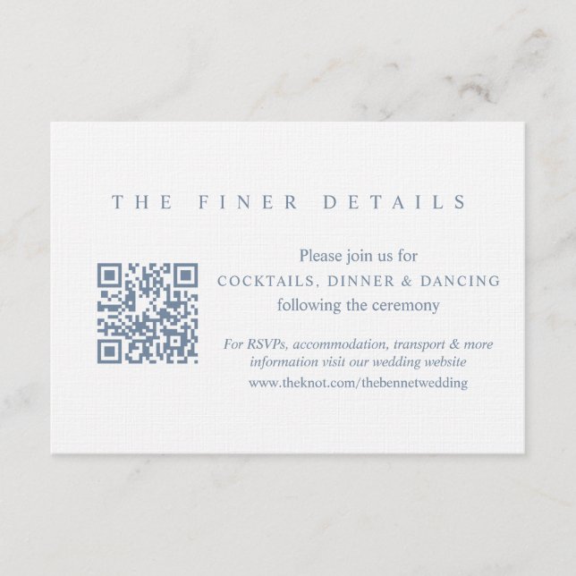 [AURORA] Dusty Blue Crest Wedding Details Card (Front)