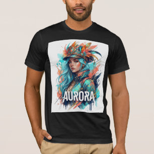 Aurora Fantasy Art T Shirt Colourful Boho Woman