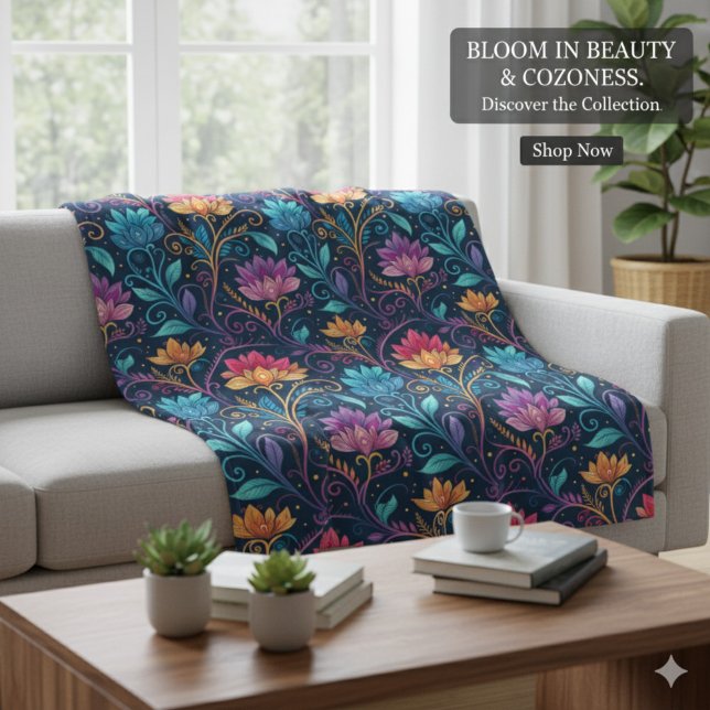 Aurora Floral Motion Fleece Blanket (Aurora Floral Motion Fleece Blanket)