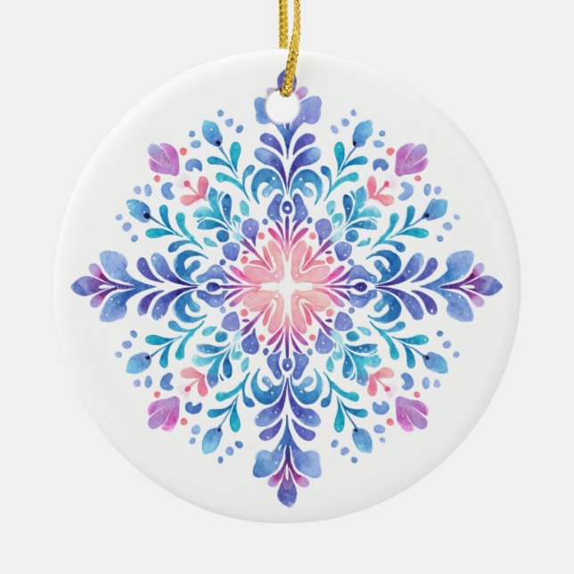 Aurora Frost Snowflake Ornament | Pink and Blue Wi (Front)
