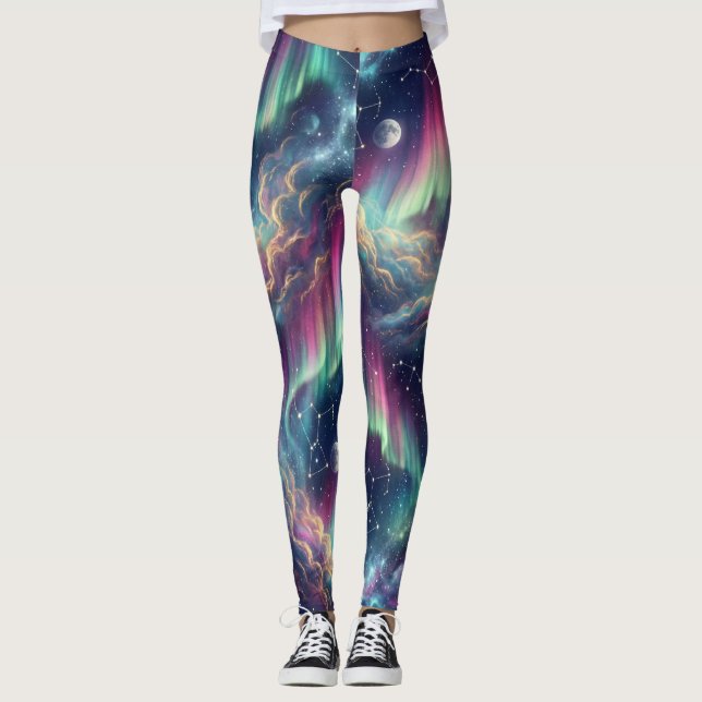 Aurora Galaxy Celestial Dreamscape Leggings (Front)