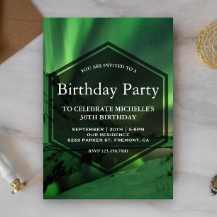Aurora Glacier Northern Lights Birthday Party Invitation