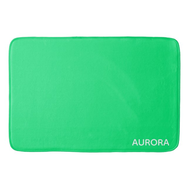 Aurora green colour name bath mat (Front)