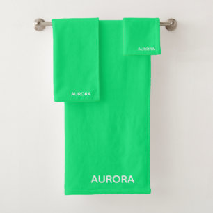 Aurora green colour name bath towel set
