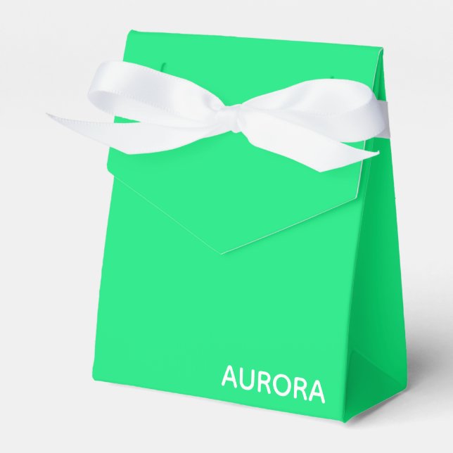 Aurora green colour name favour box (Front Side)