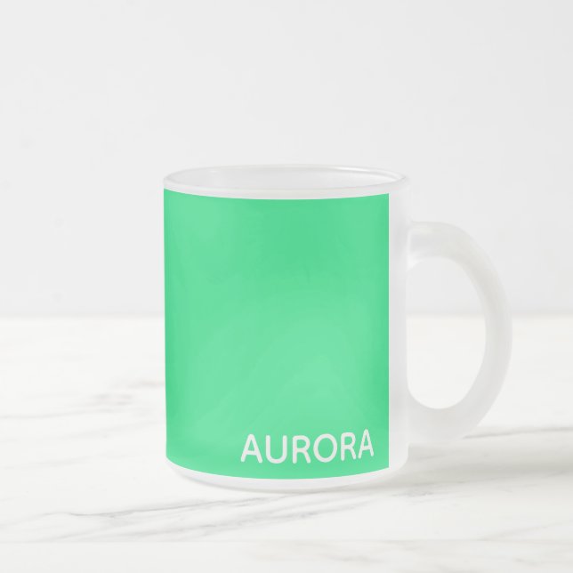 Aurora green colour name frosted glass coffee mug (Right)