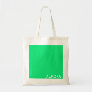 Aurora green colour name tote bag
