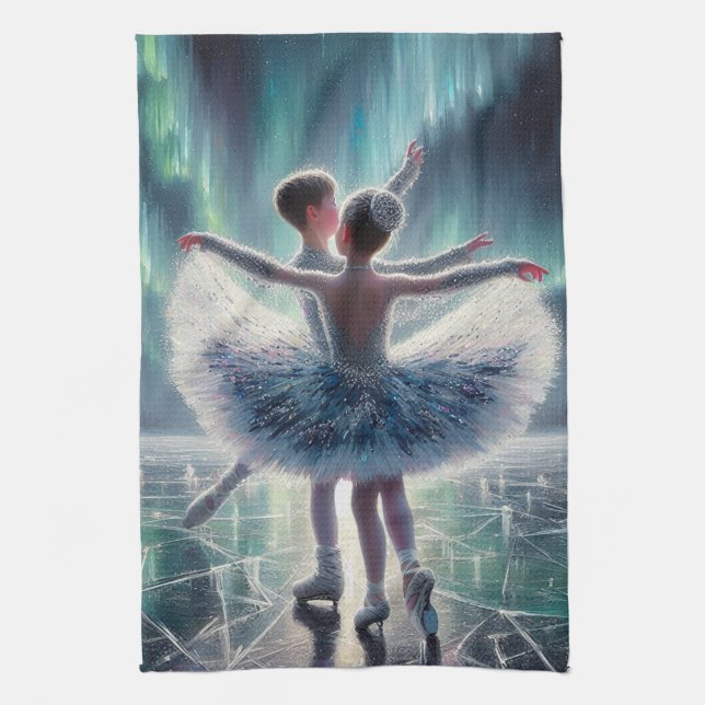 Aurora Ice Ballet Tea Towel (Vertical)