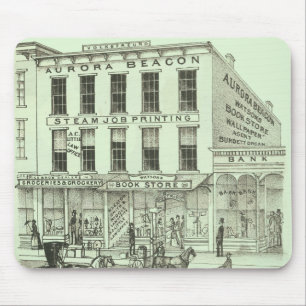 Aurora Illinois Aurora Beacon News 1871 Stone Lith Mouse Pad